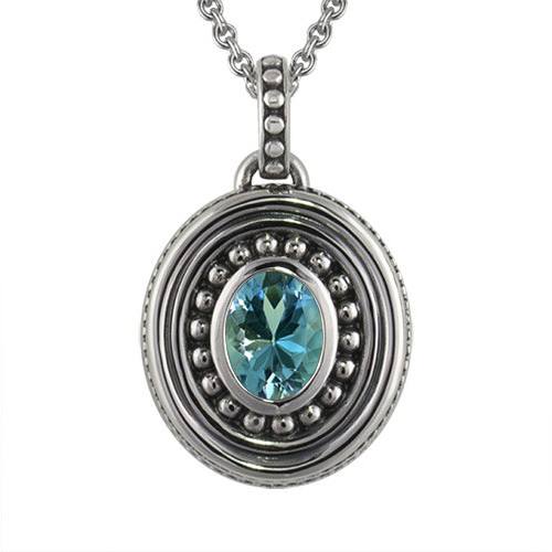 Blue Topaz Bead Cremation Pendant